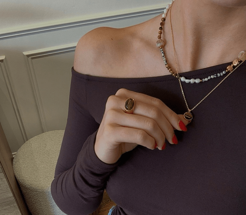Autumn Styling Chocolate Brown Colour Trend Featuring Orelia Jewellery