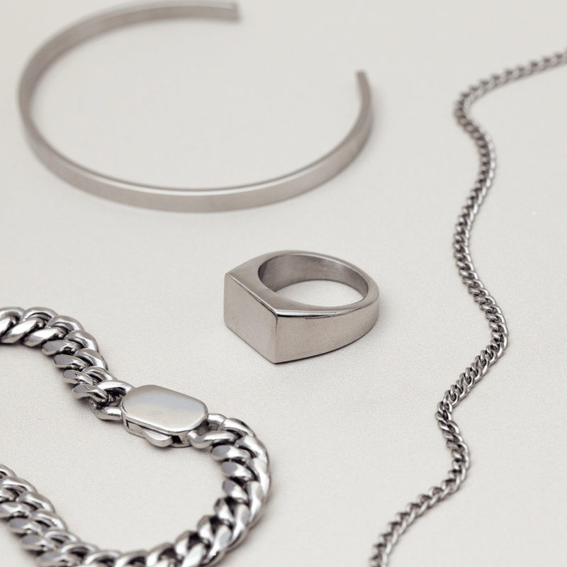 Bracelets Chunky Flat Curb & Solid Clasp Bracelet - Silver Orelia Jewellery
