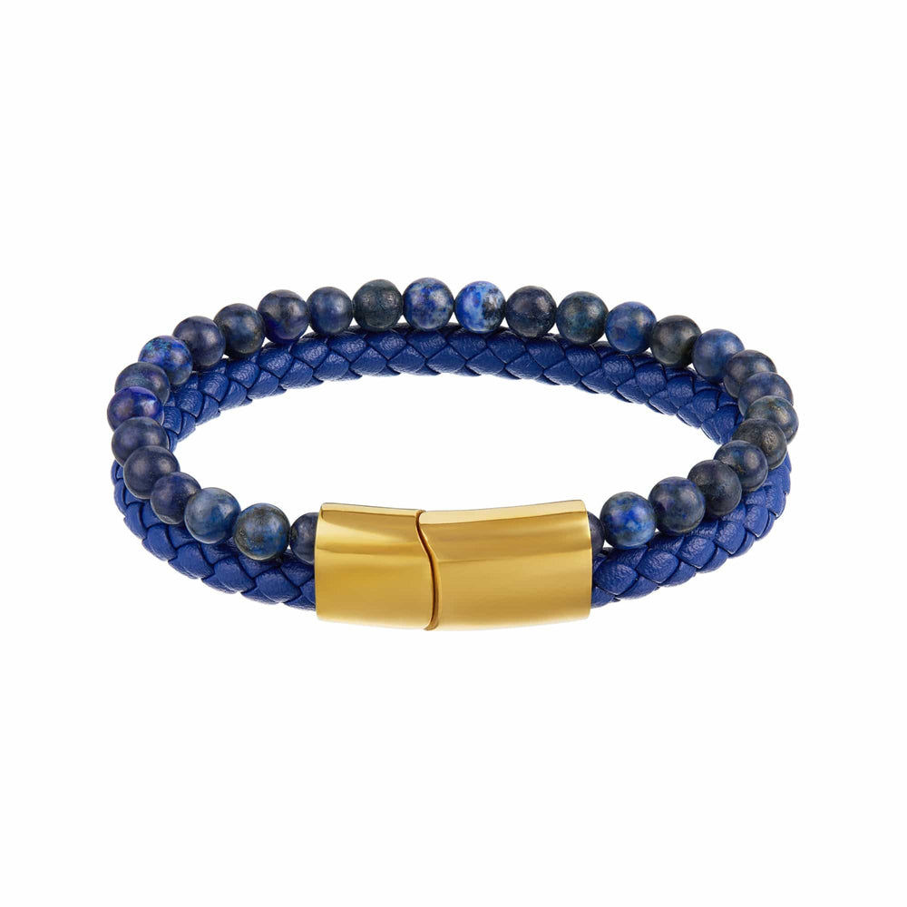 Bracelets Leather & Lapis Bead 2-Row Bracelet Orelia Jewellery