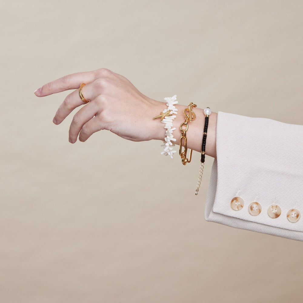 Bracelets Rectangular Link T-Bar Bracelet - Gold Orelia Jewellery