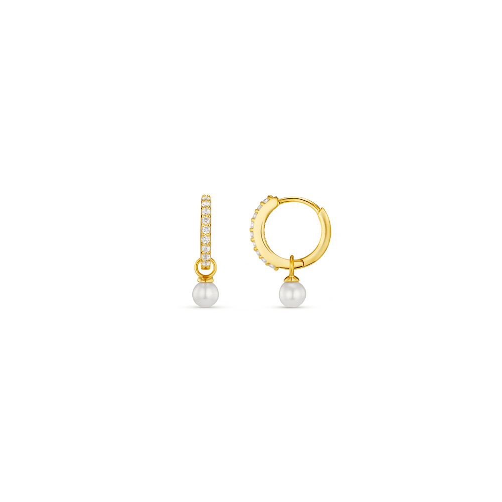 Earrings LUXE Pearl Huggie Hoop Earrings Orelia Jewellery