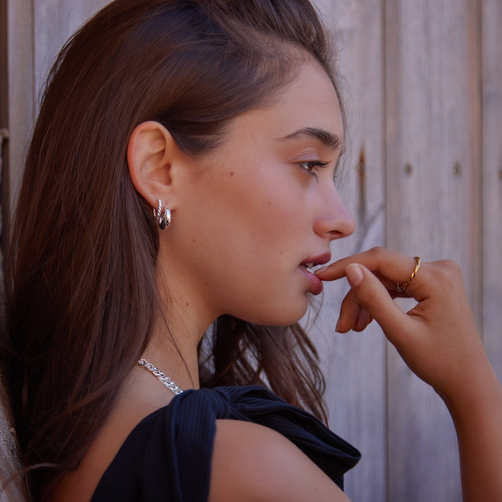 Hoop Earrings LUXE Tapered Dome Hoop Earrings - Silver Orelia Jewellery