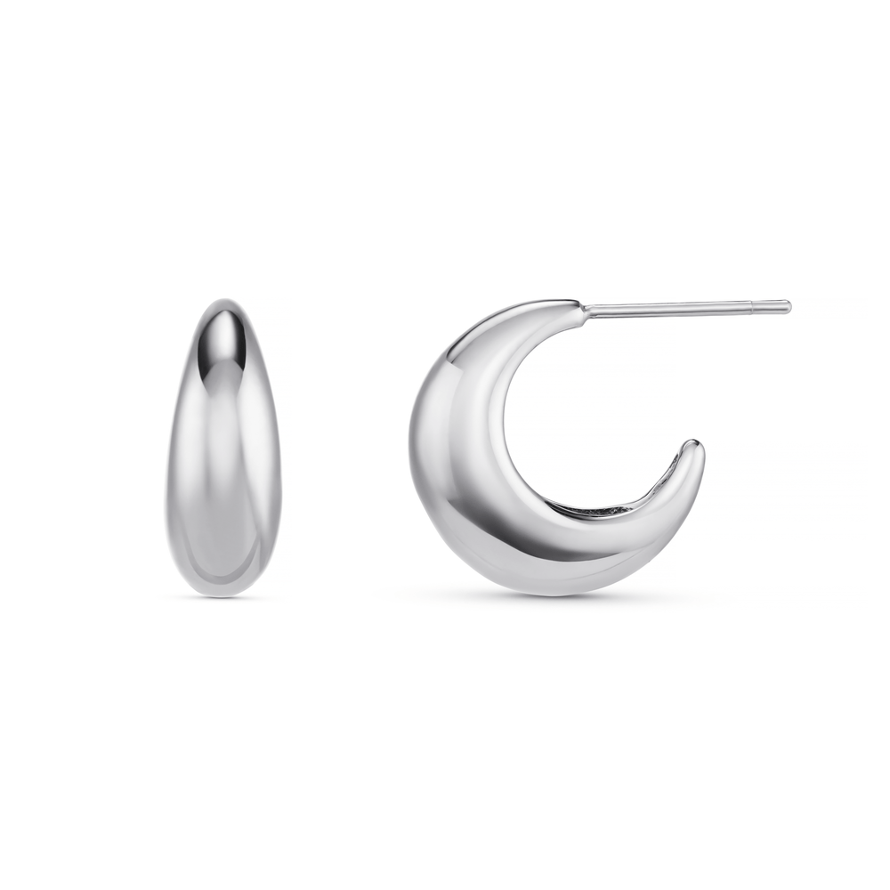 Hoop Earrings LUXE Tapered Dome Hoop Earrings - Silver Orelia Jewellery