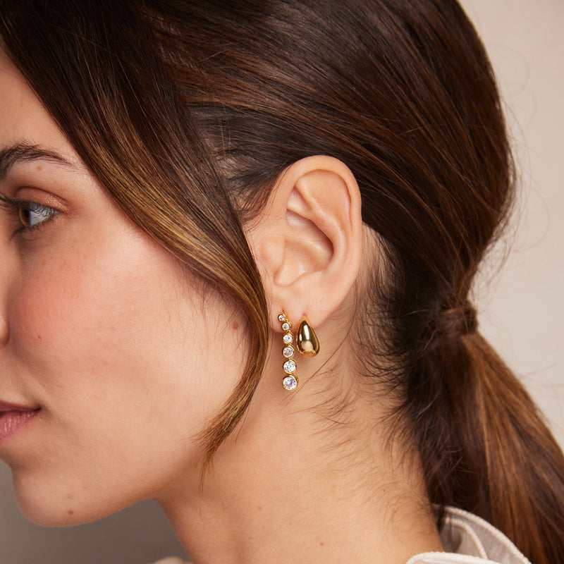 Hoop Earrings Tapered Domed Hoop Earrings - Gold Orelia Jewellery