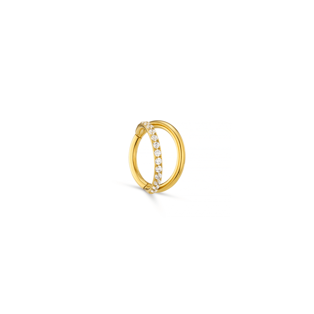 Hoop Piercing Double Row Pave Clicker Hoop Earring Orelia Jewellery