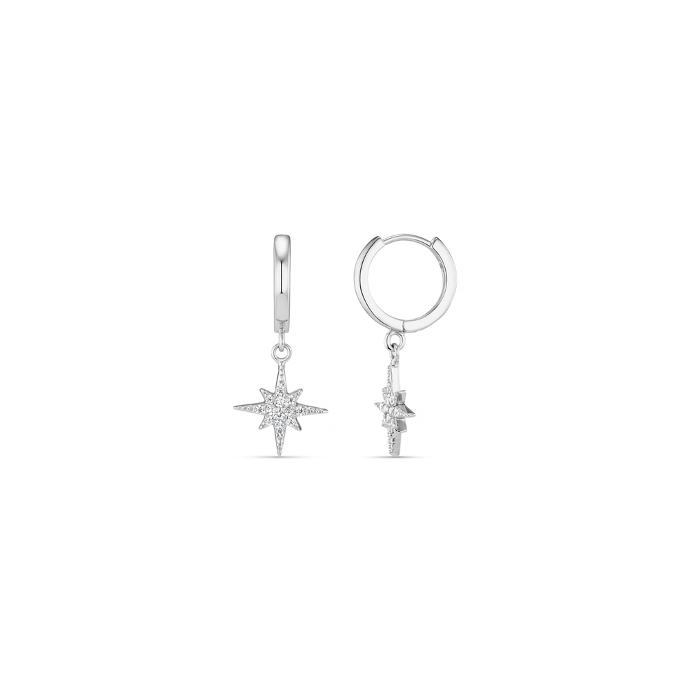 Huggie Hoops Starburst Huggie Hoop Earrings - Silver Orelia Jewellery