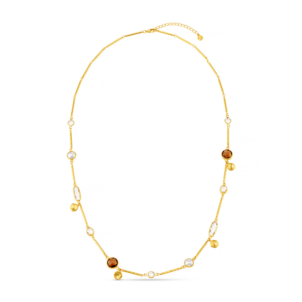 Mixed Bead & Coin Long Link Necklace