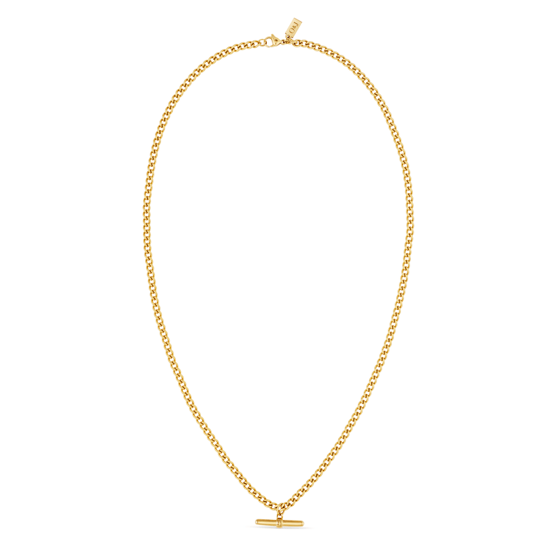 Necklaces Curb Chain T-Bar Drop Necklace - Gold Orelia Jewellery
