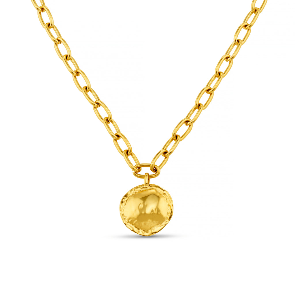 LUXE Oval Link & Molten Coin Necklace