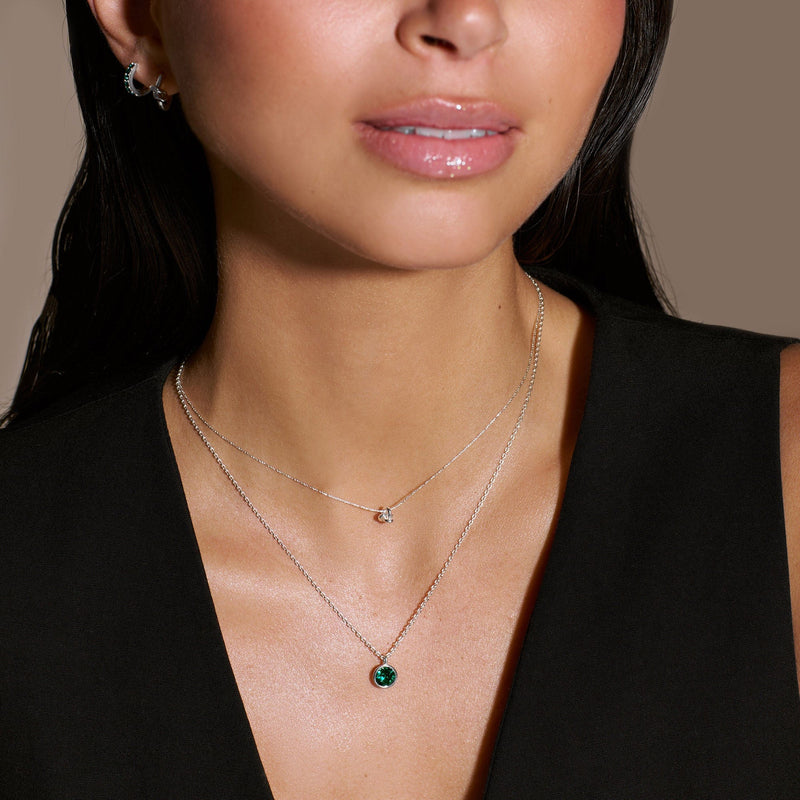 Short Necklaces Emerald Necklace Made With Swarovski® Crystals - Silver Orelia Jewellery