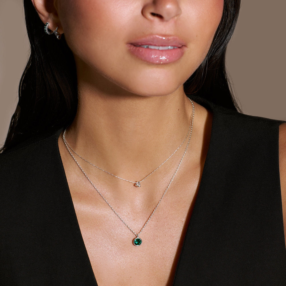 Short Necklaces Emerald Necklace Made With Swarovski® Crystals - Silver Orelia Jewellery