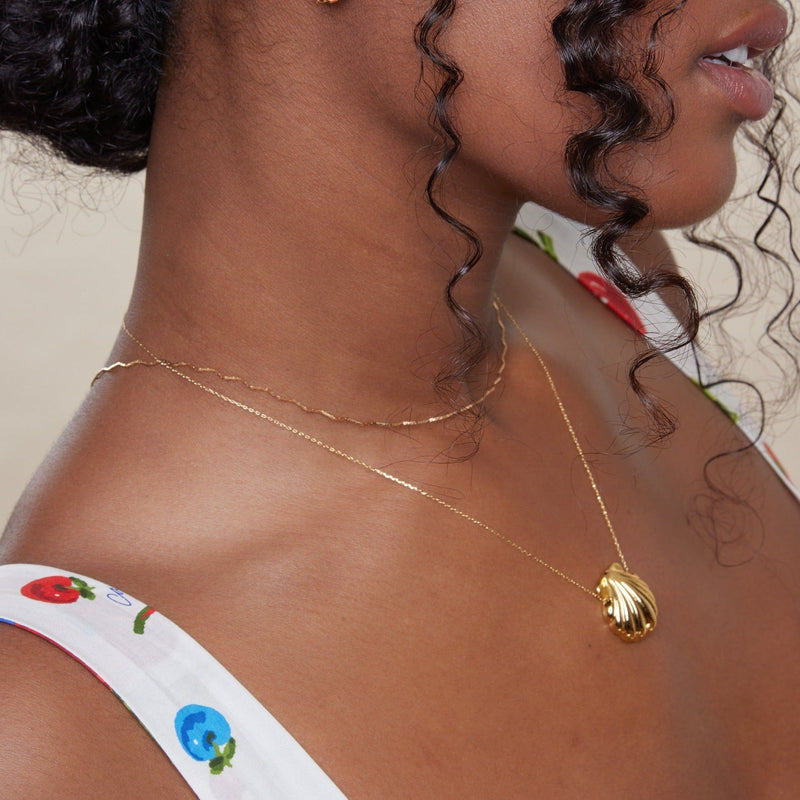 Short Necklaces Fine Wave Chain Necklace - Gold Orelia Jewellery