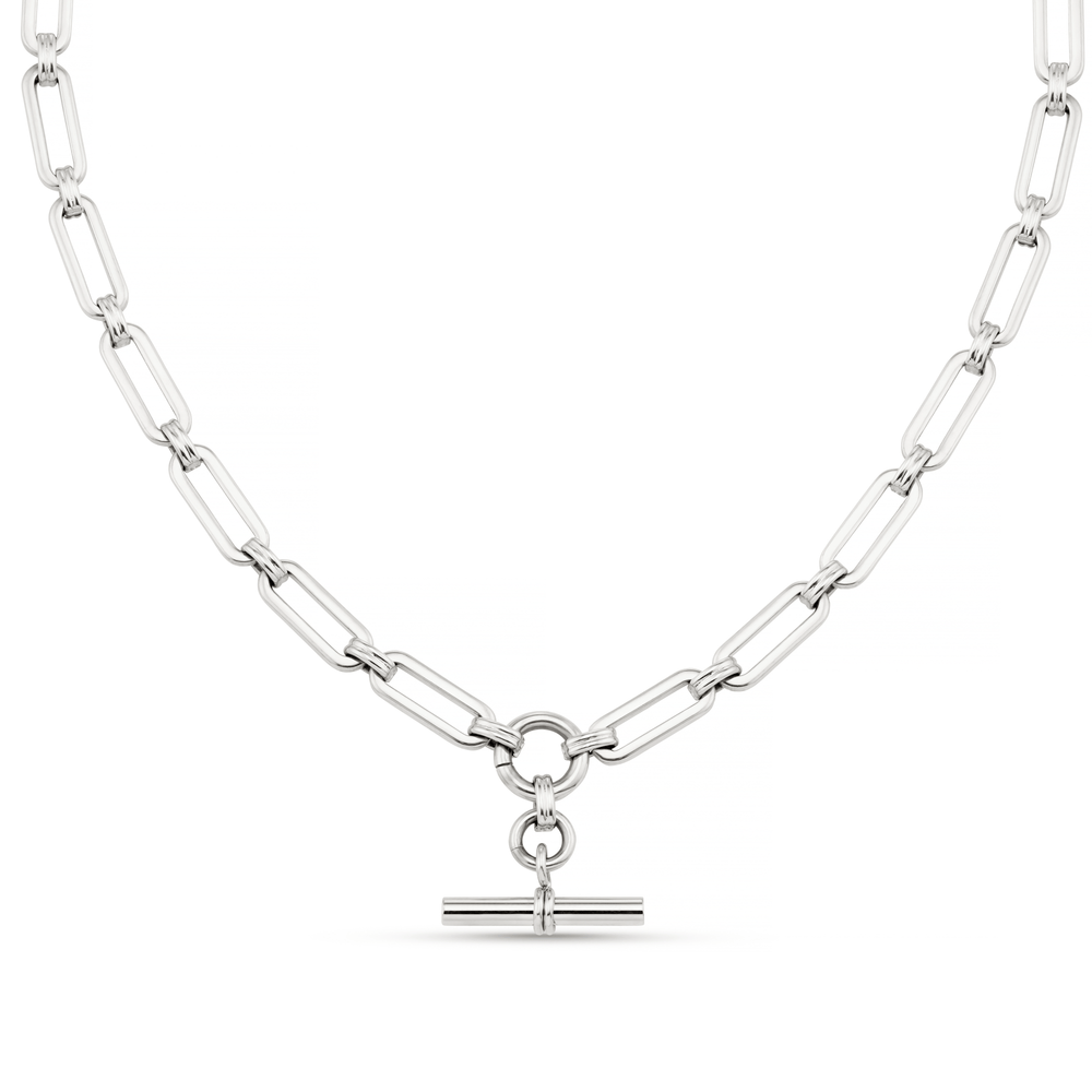Short Necklaces LUXE Linear Link T-Bar Necklace - Silver Orelia Jewellery