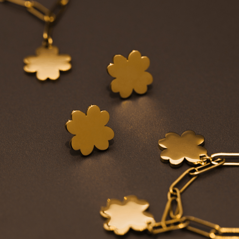 Statement Earring LUXE Polished Clover Statement Stud Earring Orelia Jewellery