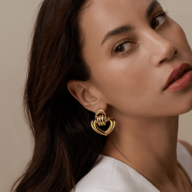 Statement Earrings Statement Interlocking Textured Heart Earrings Orelia Jewellery