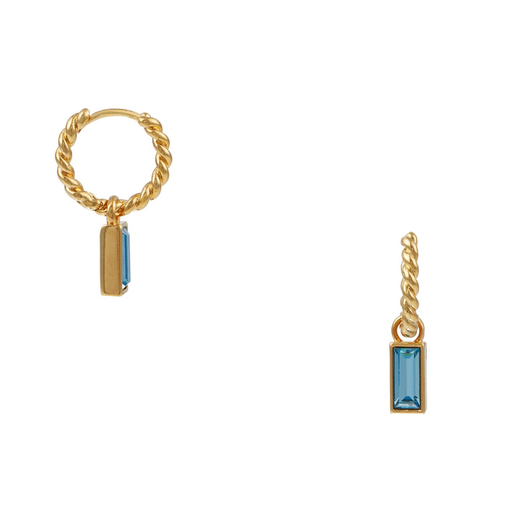 Aquamarine Baguette Huggie Hoop Earrings Made With Swarovski® Crystals