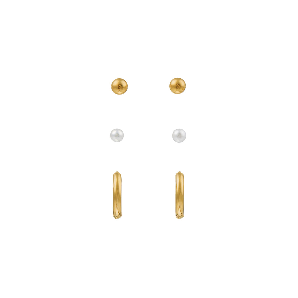 LUXE Pearl Stud & Hoop Earring 3 Pack