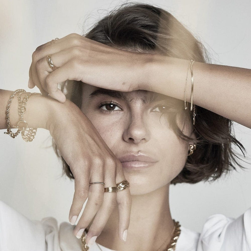 Bracelets Satellite & Flat Curb Bracelet Duo - Gold Orelia Jewellery