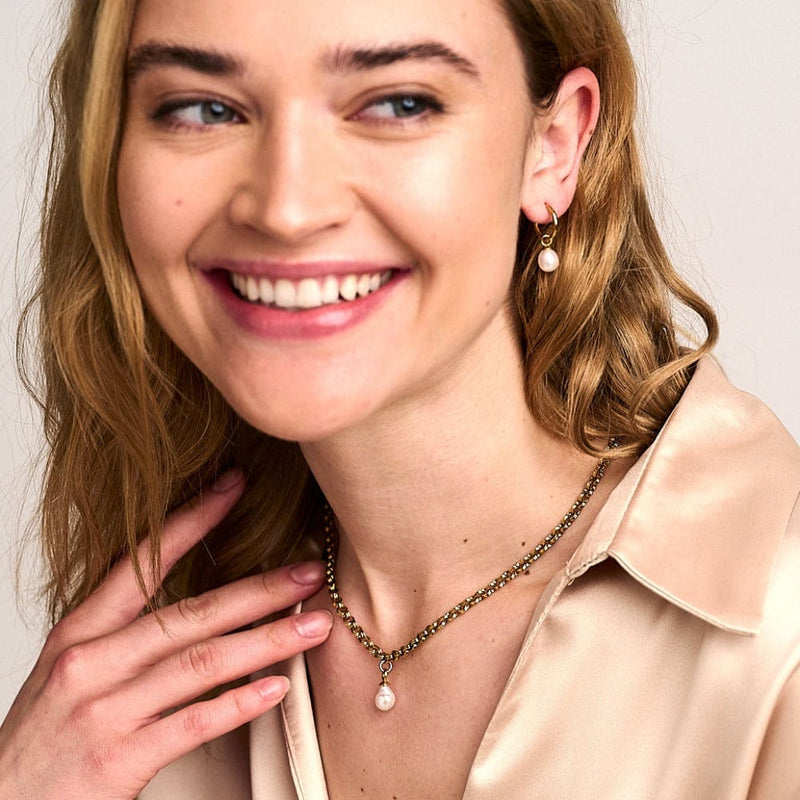 Hoop Earrings LUXE Pearl Drop Hoop Earrings Orelia Jewellery