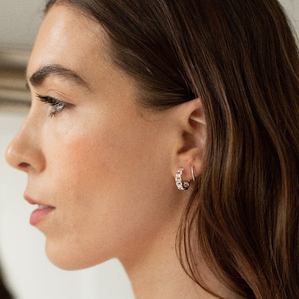Huggie Hoops Chain Huggie Hoop Earrings - Silver Orelia Jewellery