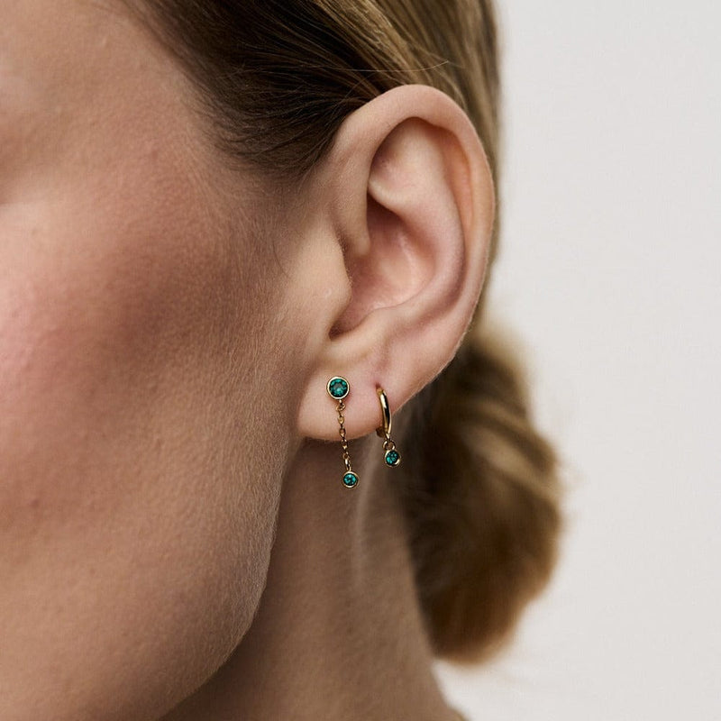 Huggie Hoops Mini Emerald Drop Micro Hoop Earrings Made With Swarovski® Crystals Orelia Jewellery