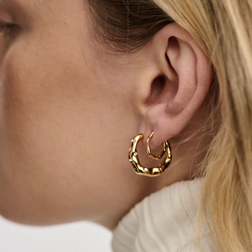 Huggie Hoops Organic Wave Huggie Hoop Earrings - Gold Orelia Jewellery