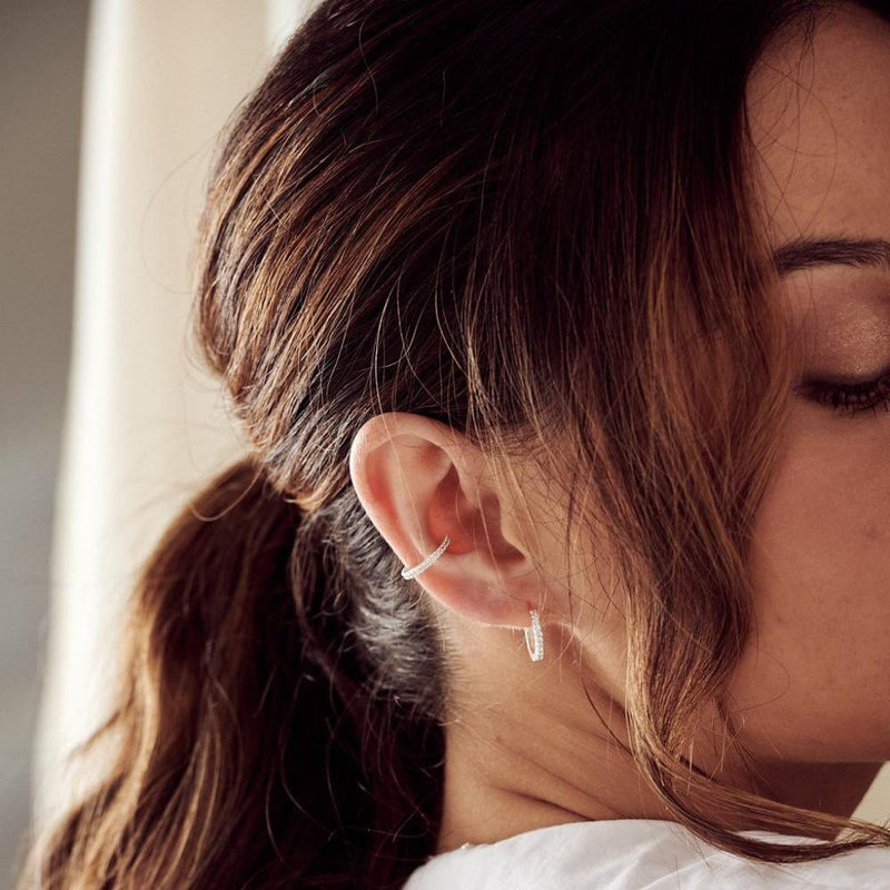 Huggie Hoops Pavé Huggie Hoop Earrings - Silver Orelia Jewellery