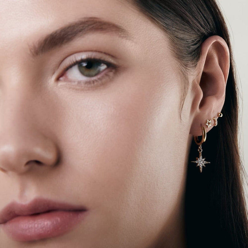 Huggie Hoops Starburst Huggie Hoop Earrings - Gold Orelia Jewellery