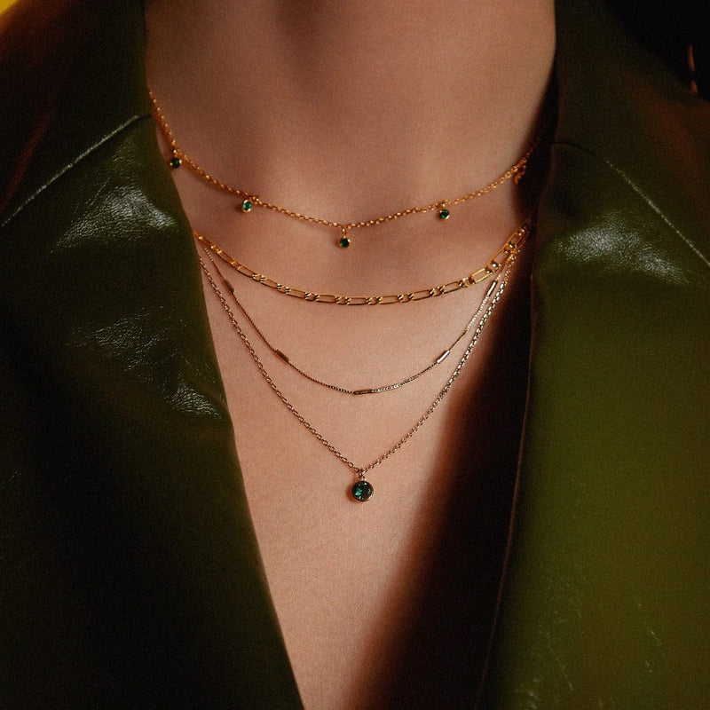 Layered Necklaces Emerald 3-Row Necklace Made With Swarovski® Crystals Orelia Jewellery