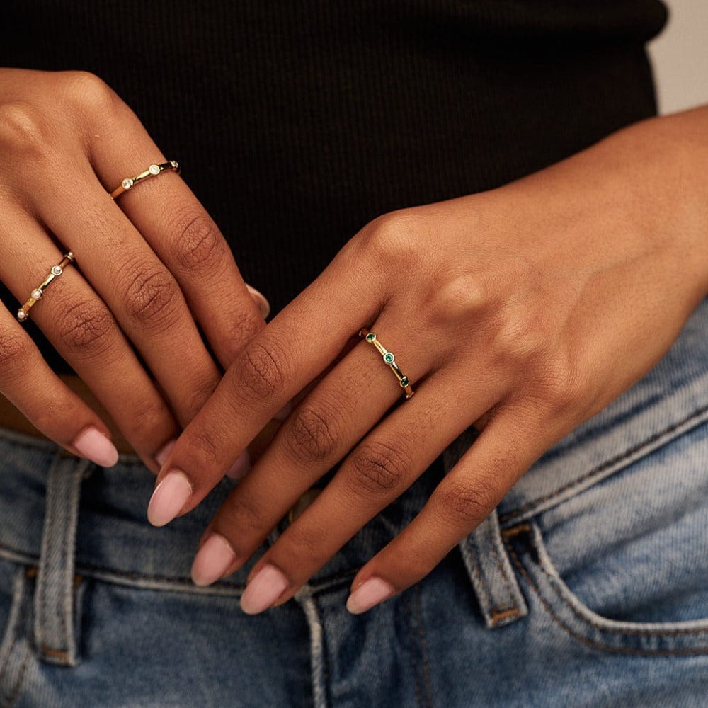 Rings Emerald Stationed Crystal Ring Orelia Jewellery