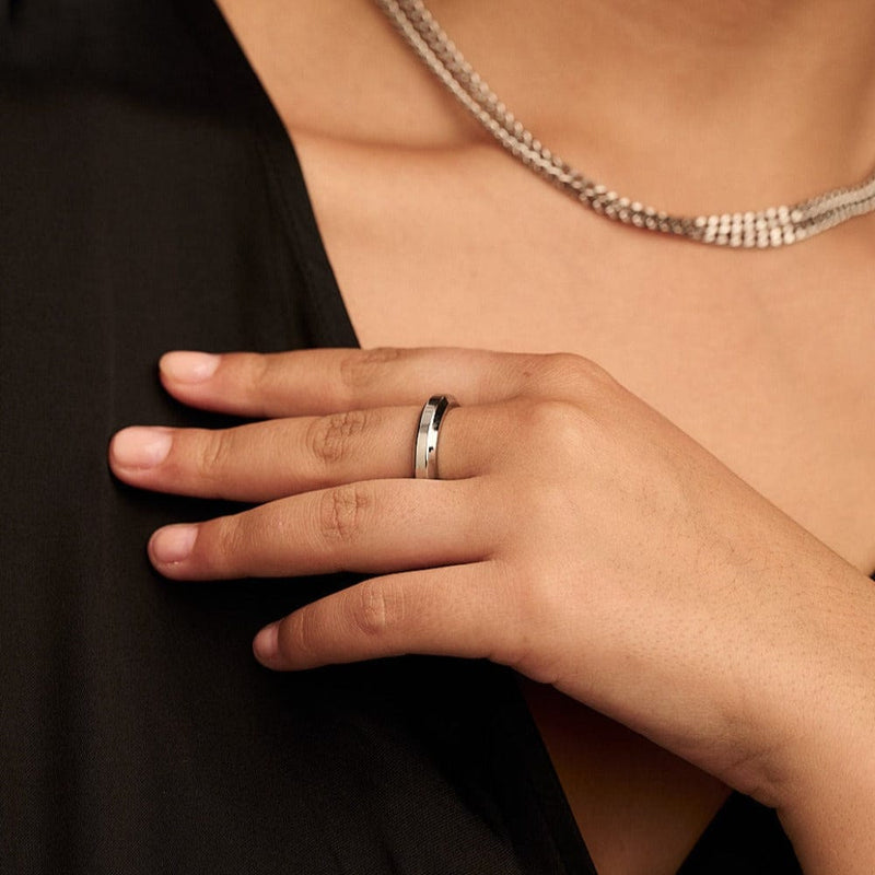 Rings LUXE Bevelled Edge Ring - Silver Orelia Jewellery