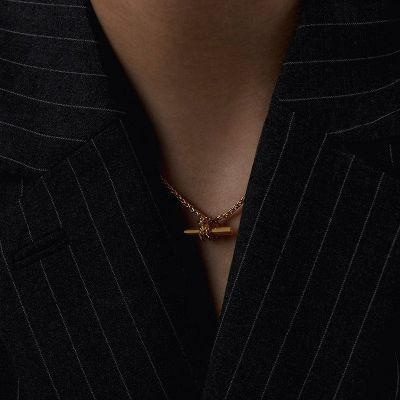 Short Necklaces T-Bar Chain Knot Necklace - Gold Orelia Jewellery