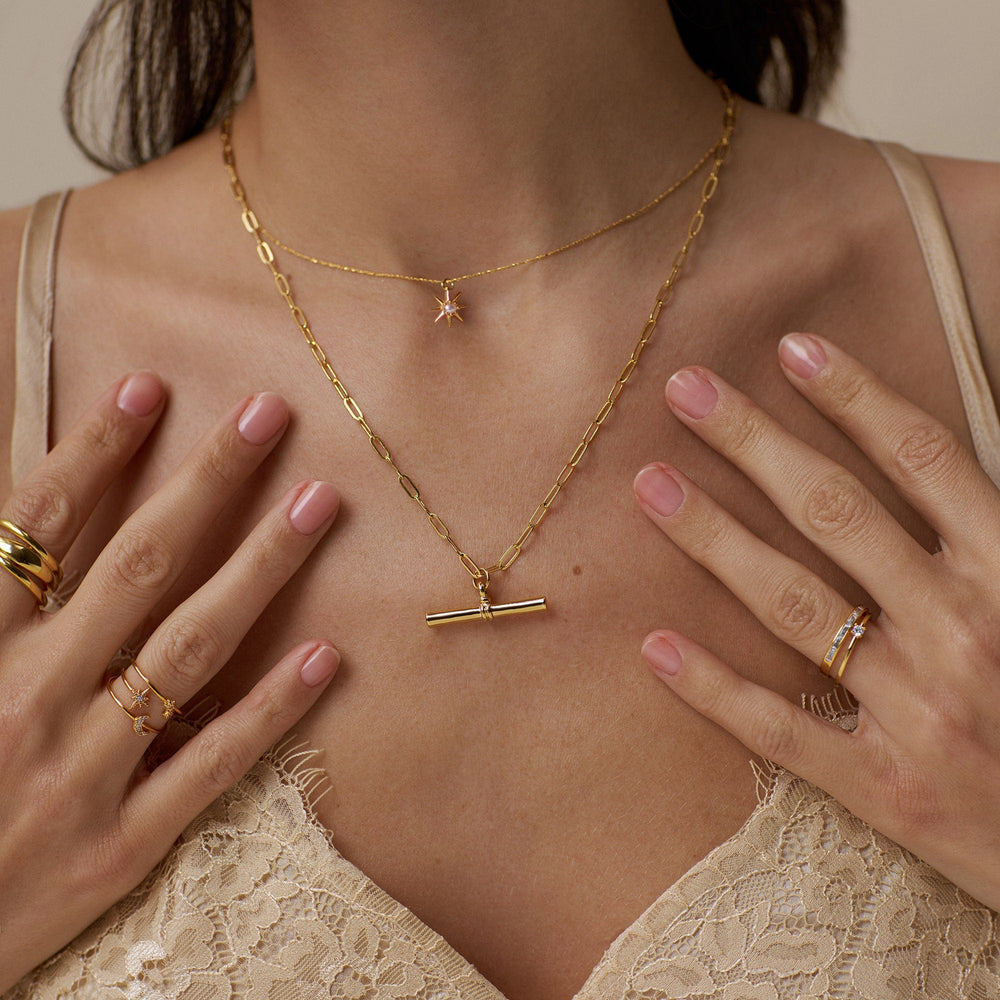 Chunky T-Bar Mid Length Necklace