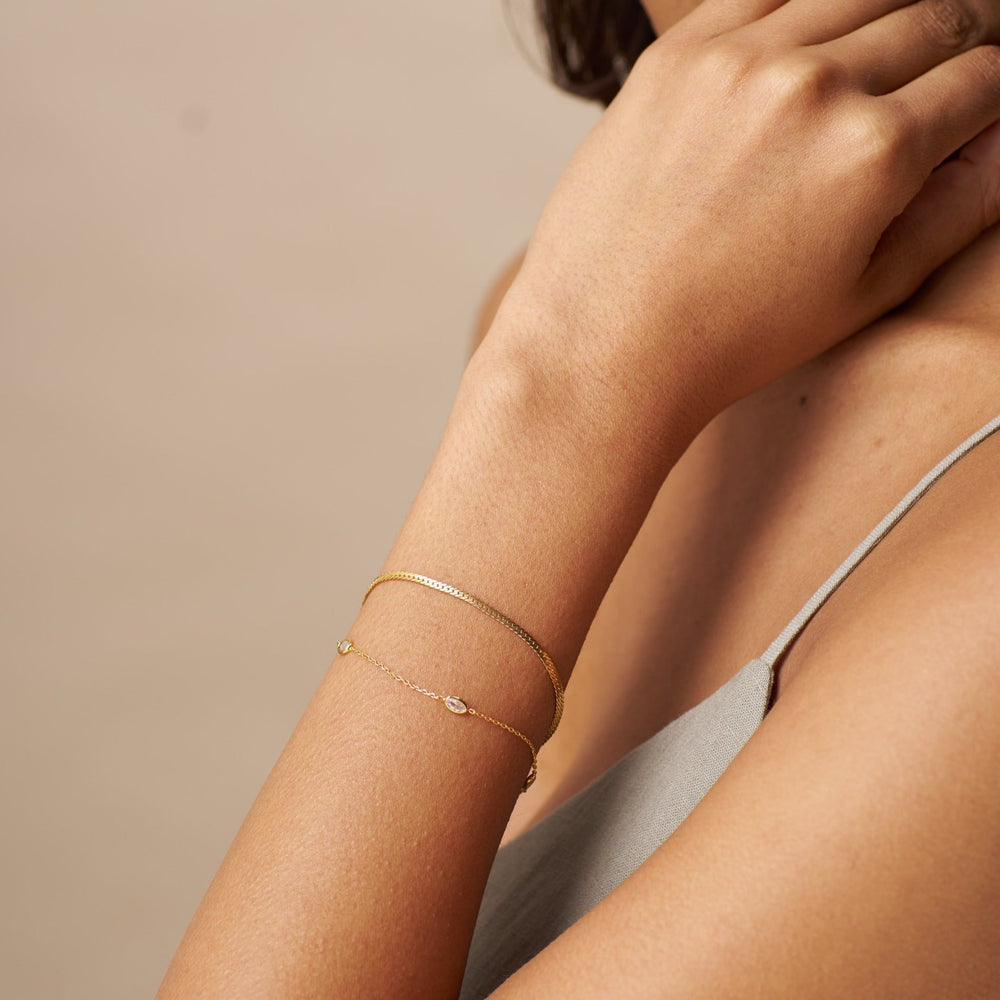 Stationed Crystal & Snake 2-Row Bracelet