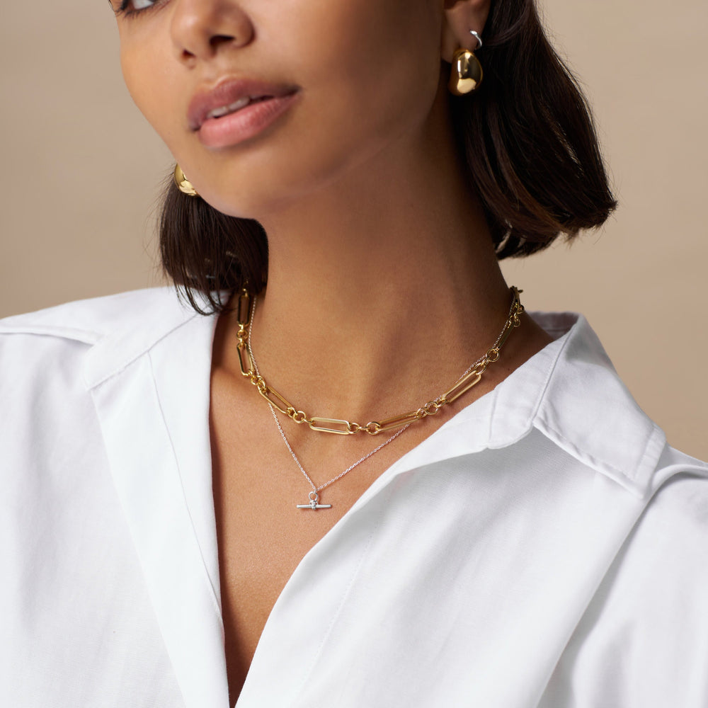 Dainty T Bar Knot Necklace Silver