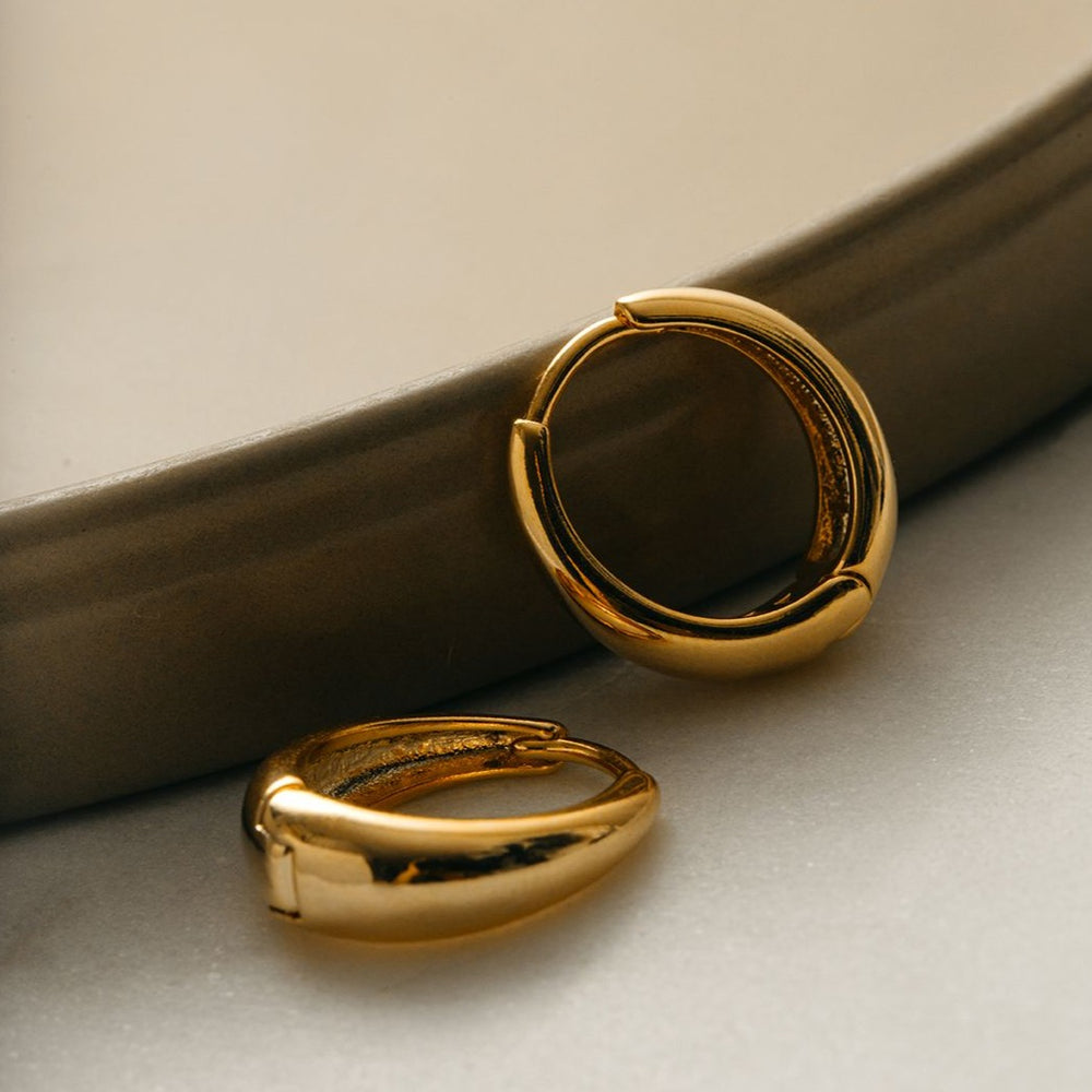 Tapered Hoop Earrings - Gold - Orelia London