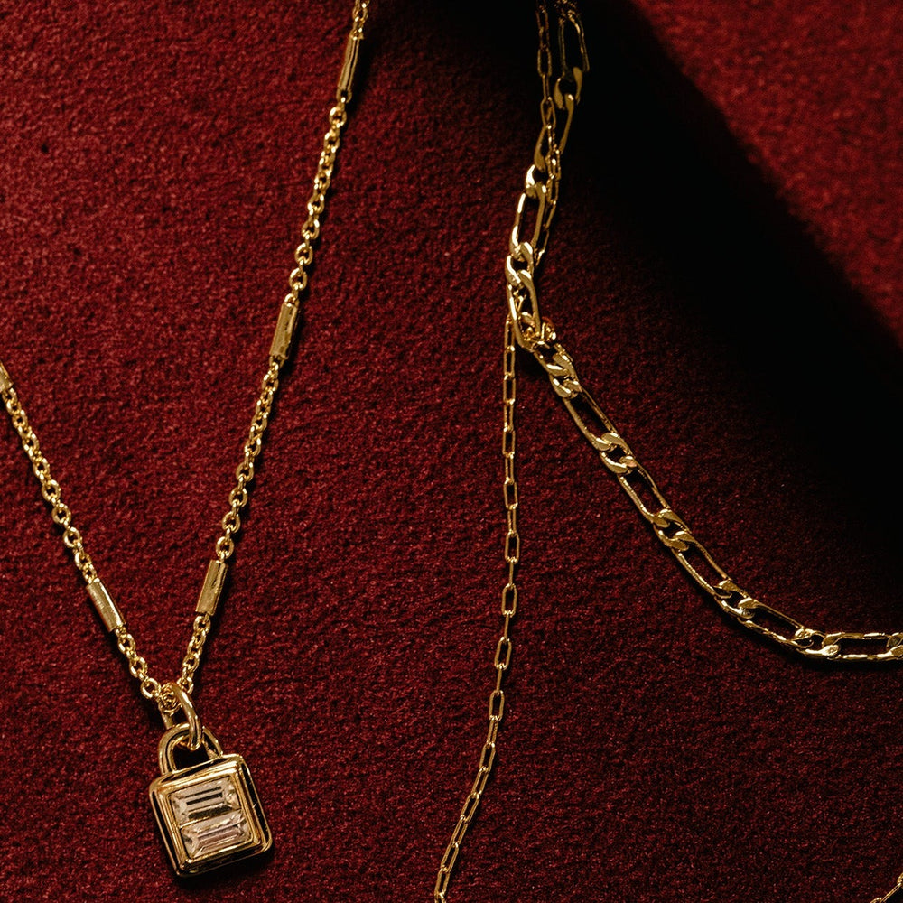 Crystal Baguette Padlock Necklace - Orelia London