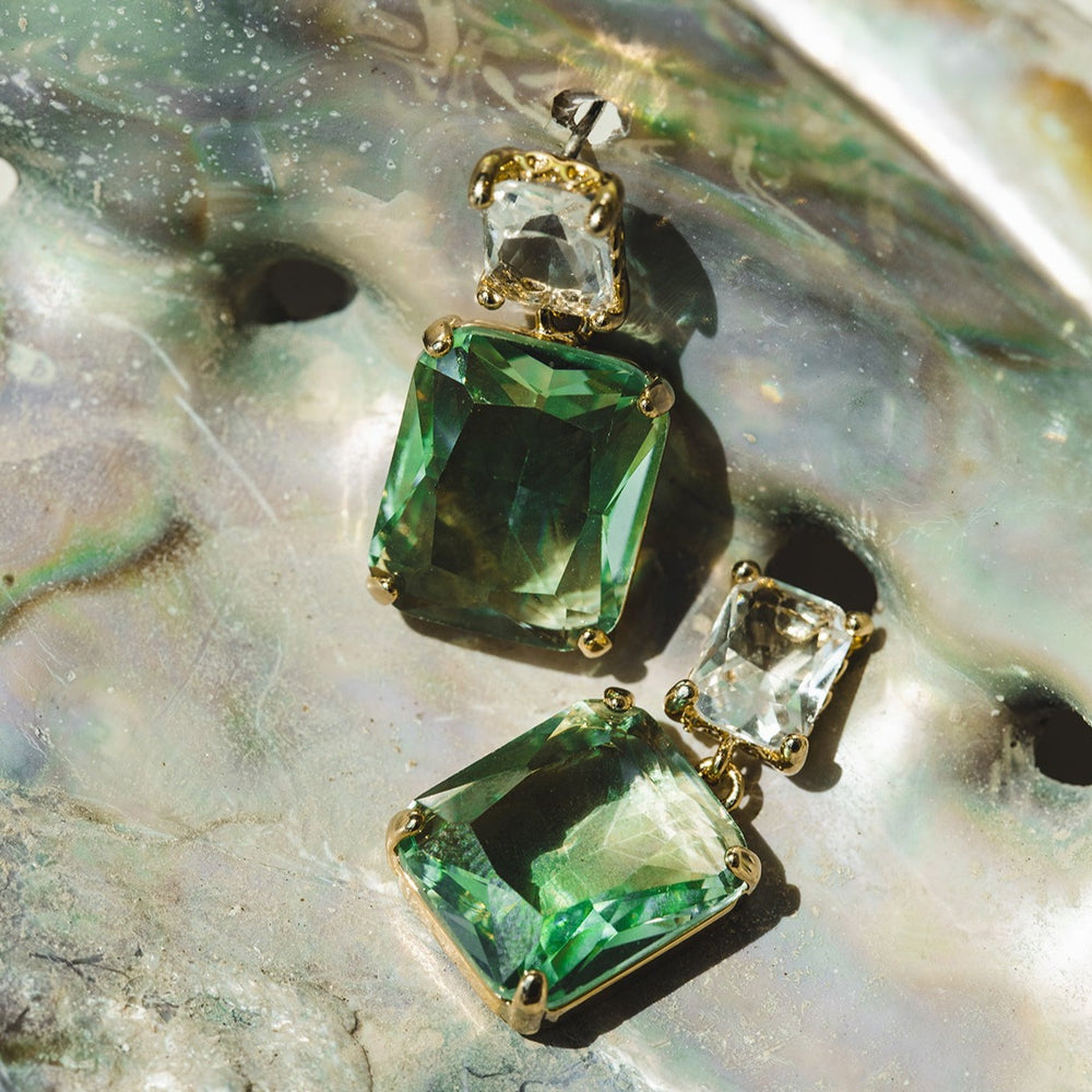 Statement Crystal Double Drop Earrings - Orelia London