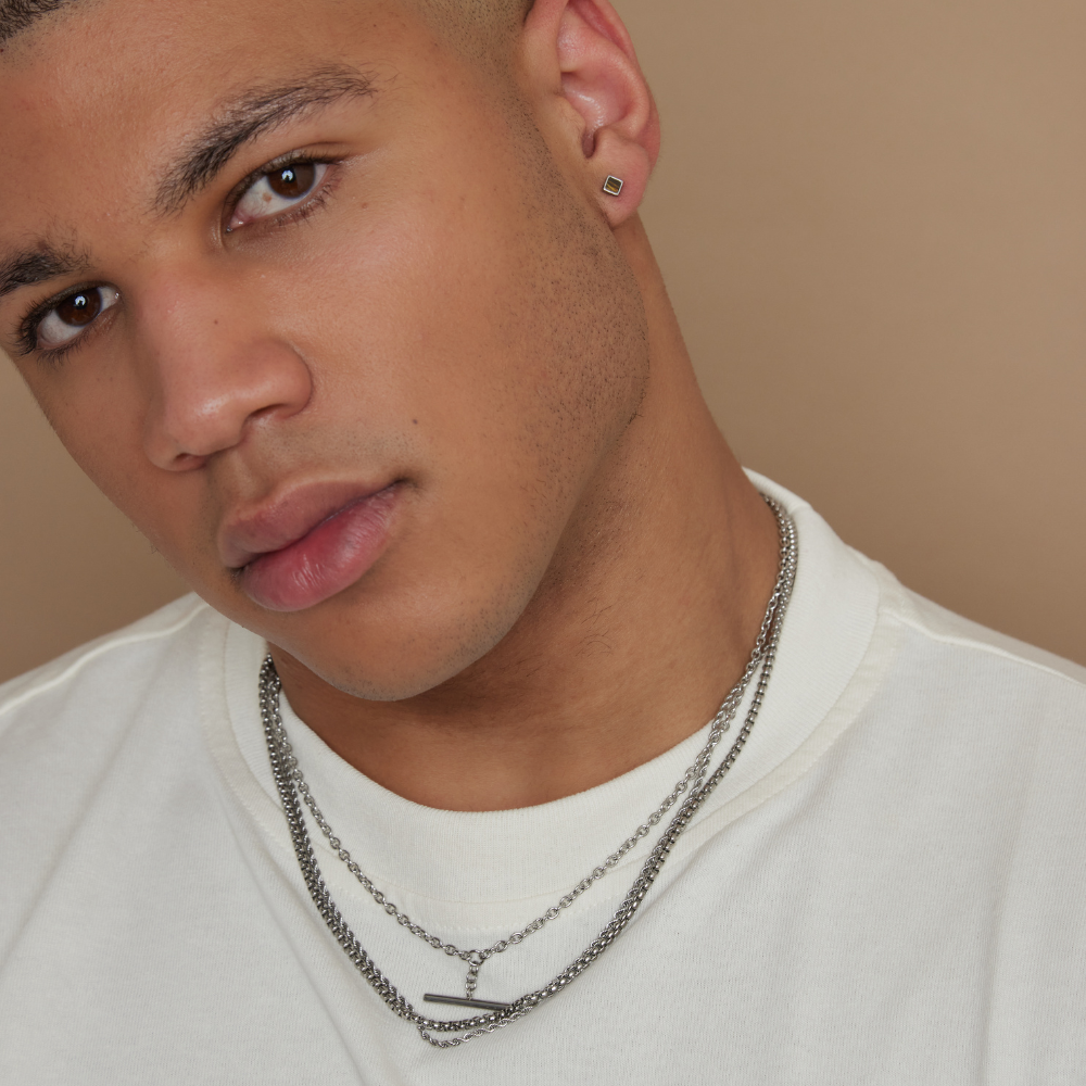 T-Bar Drop Chain Necklace - Silver - Orelia London