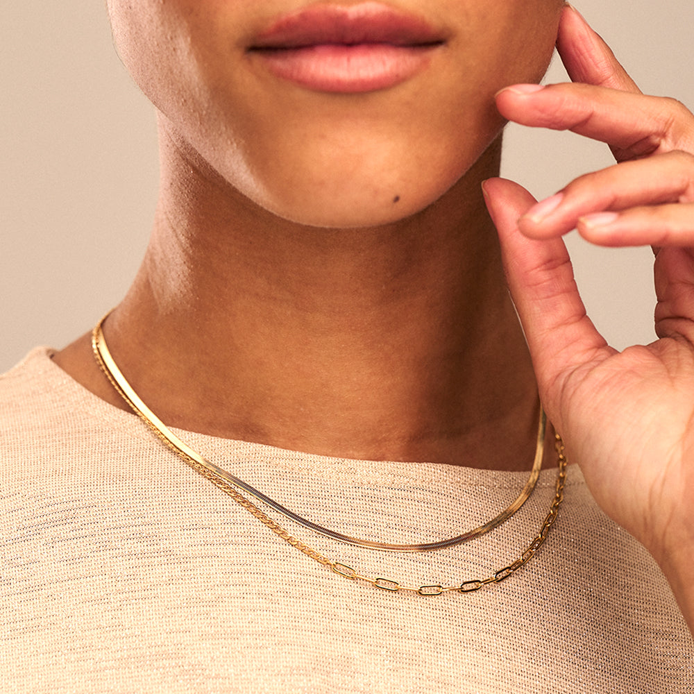 Buy Flat Snake Chain, Skinny Gold Chain, Minimalist Necklace, Thick Chain  Choker, Snake Chain Necklace, Flat Chain Necklace,herringbone Necklace  Online in India - Etsy