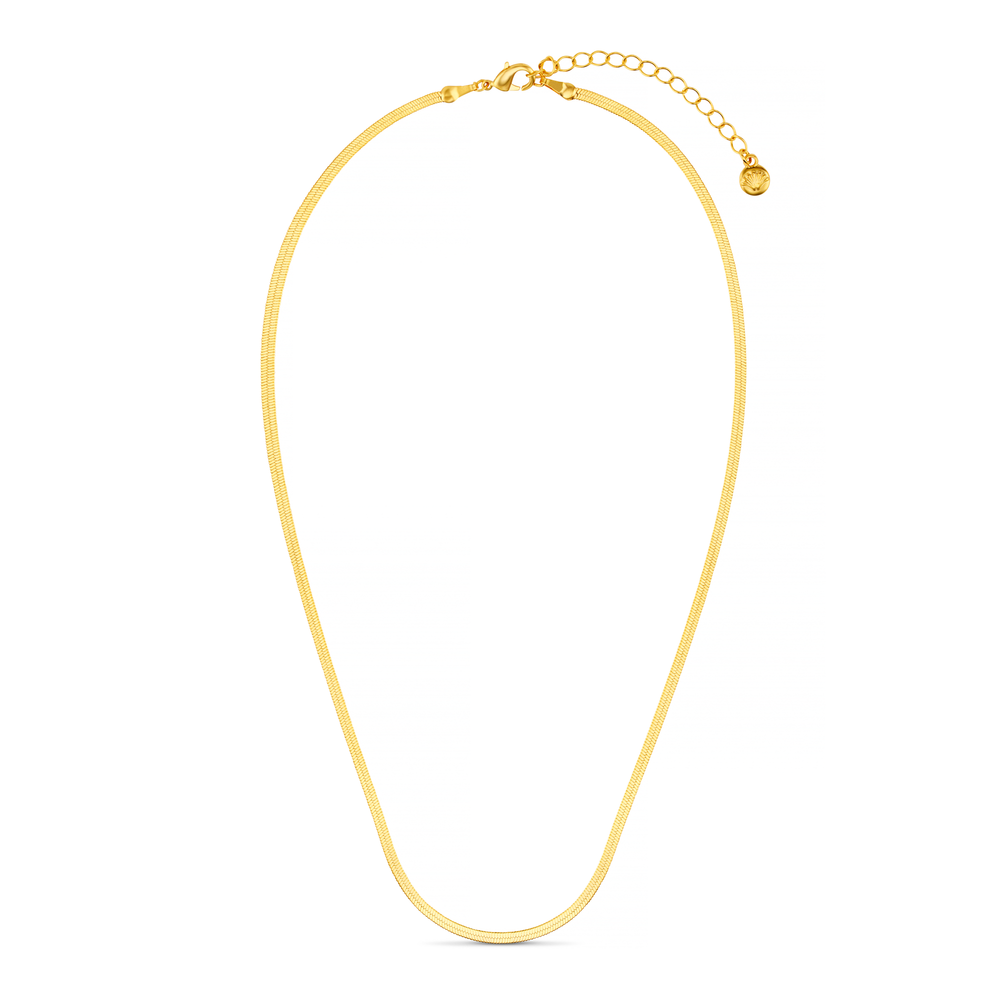 Flat Snake Chain Necklace - Gold
