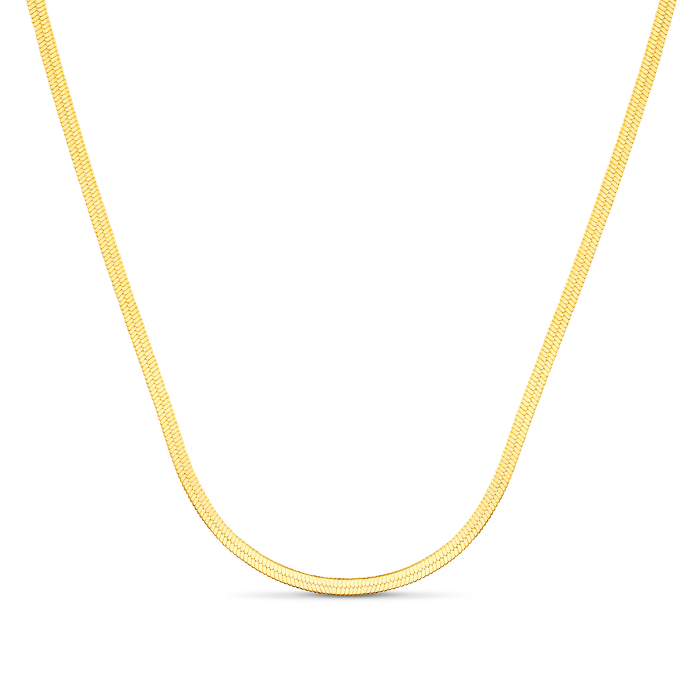 Flat Snake Chain Necklace - Gold