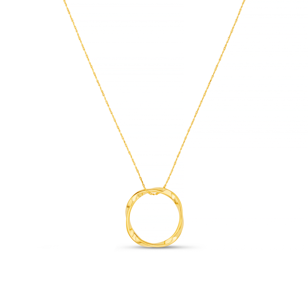Open Circle Mid Length Necklace - Gold