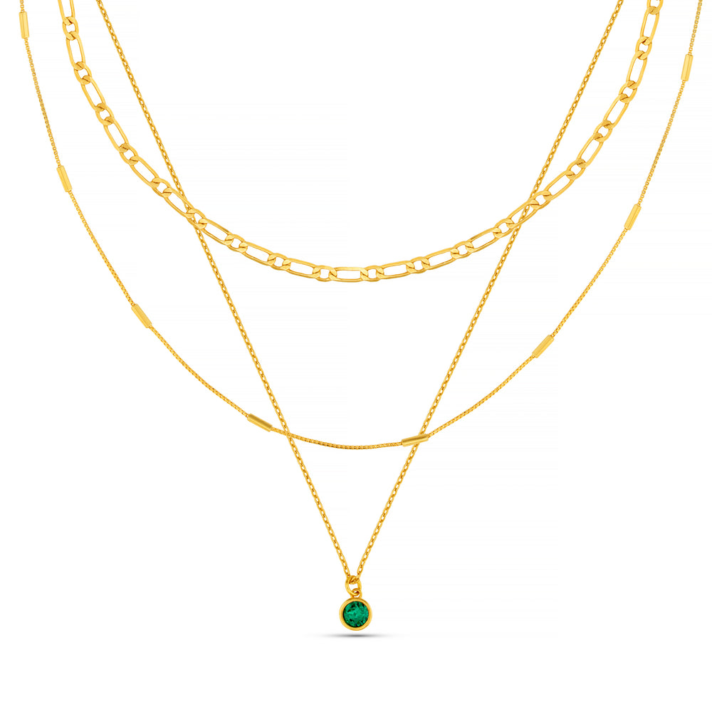Emerald 3-Row Necklace Made With Swarovski® Crystals