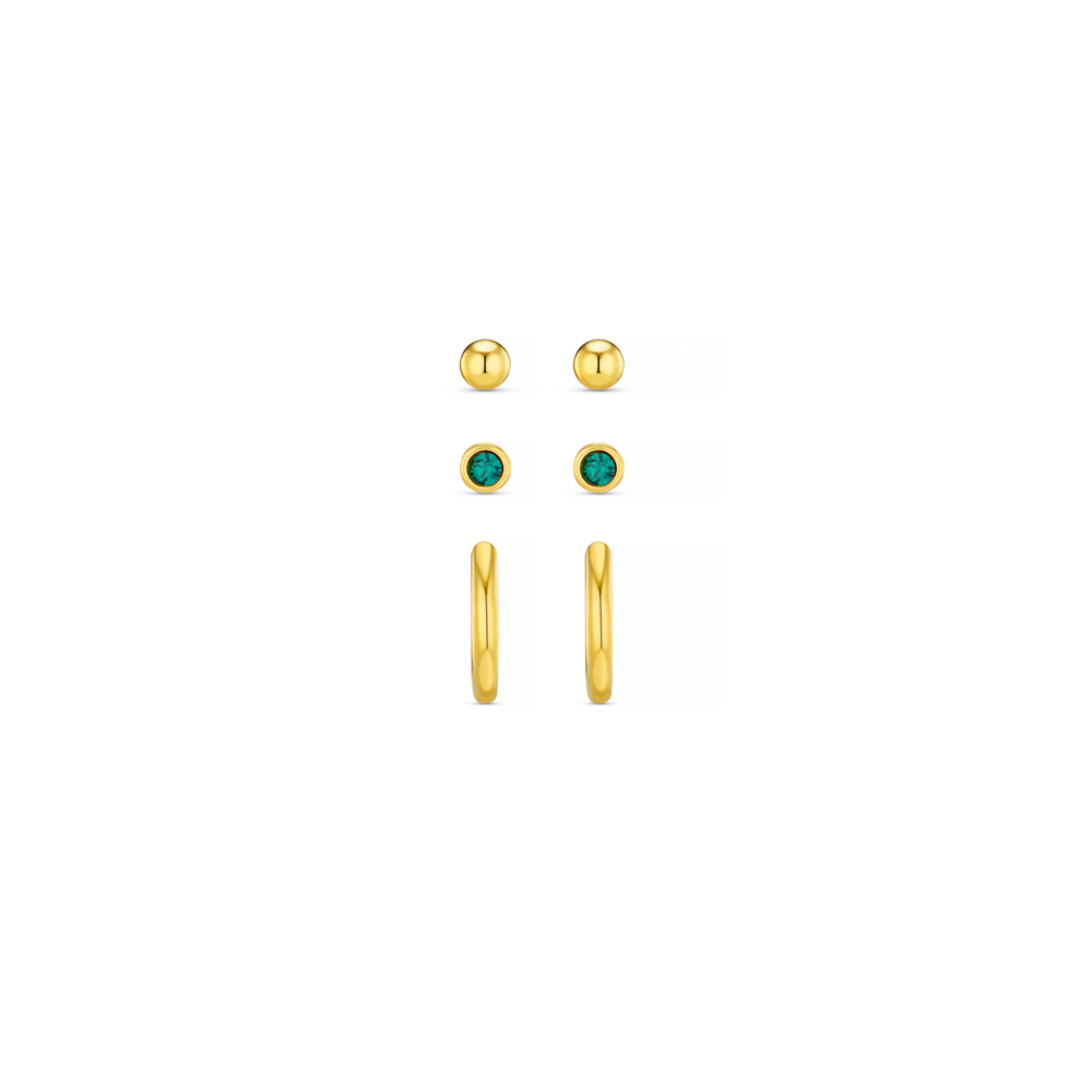 Emerald Stud & Hoop Earrings Pack Made With Swarovski® Crystals