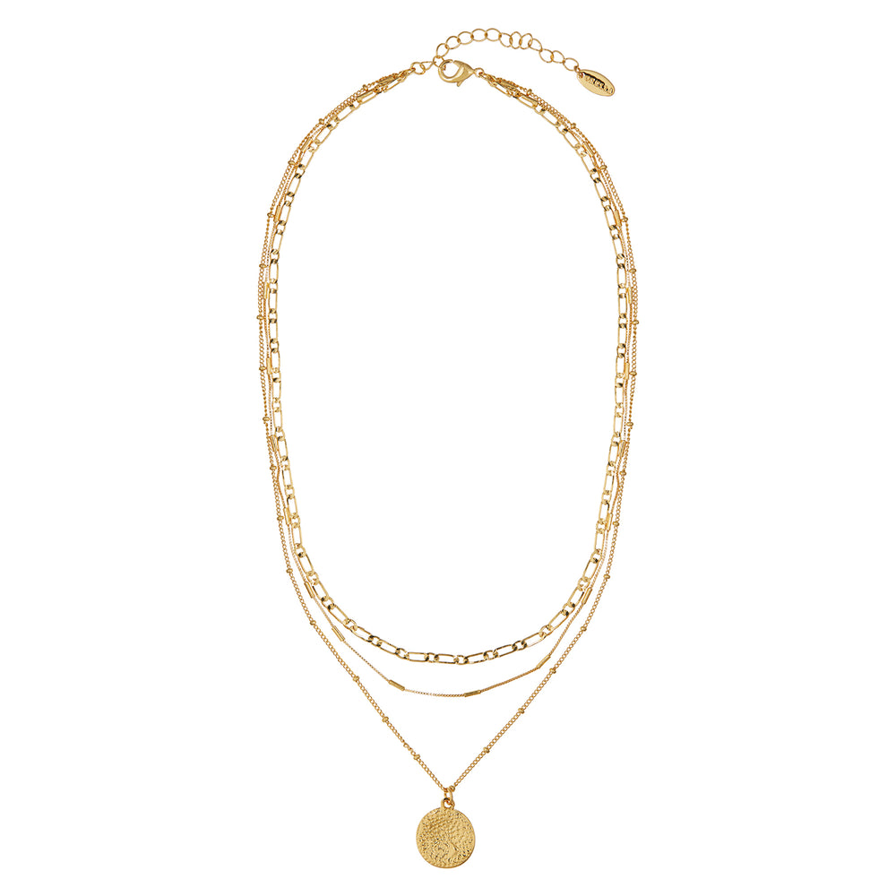 Multi Row Coin Necklace - Gold - Orelia London