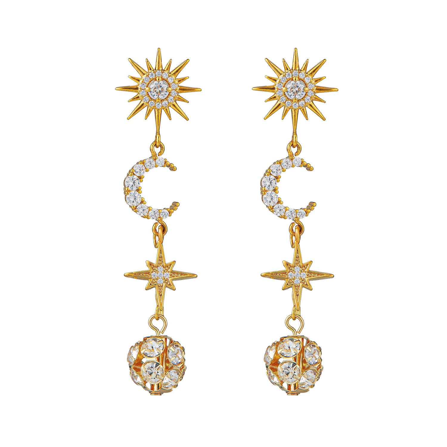 Esmae Moon & Star Earrings | 14ct Gold Plated | Luna Charles