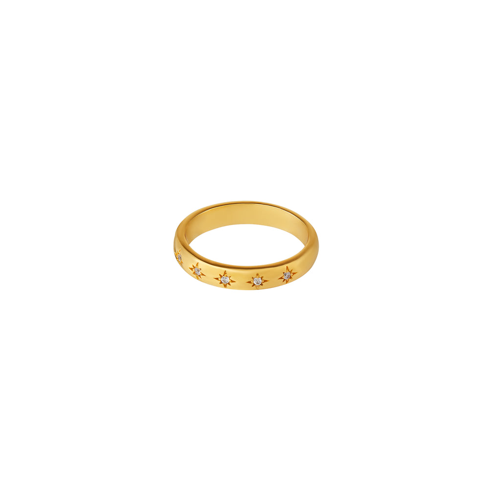 Crystal Engraved Starburst Ring - Orelia London