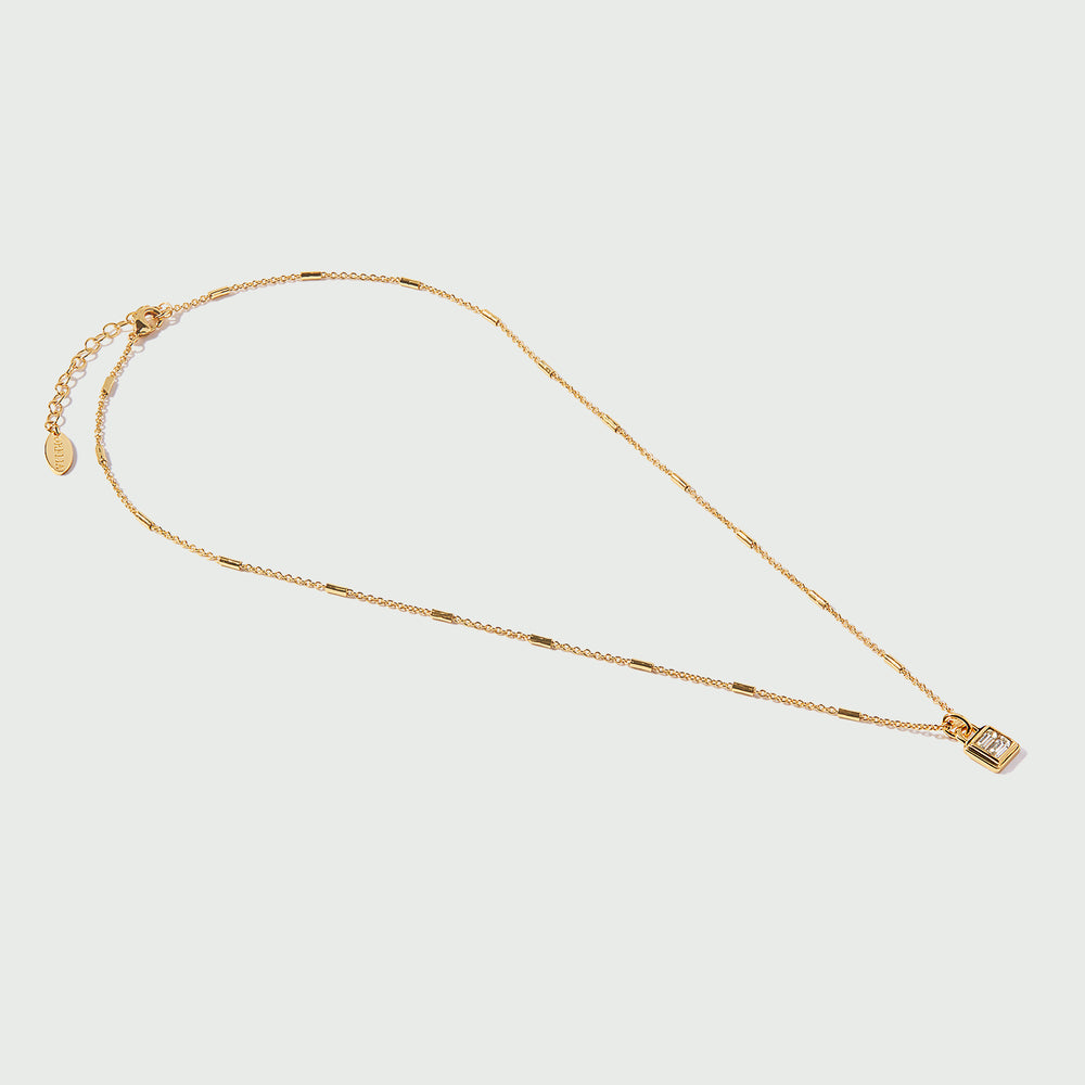 Crystal Baguette Padlock Necklace - Orelia London