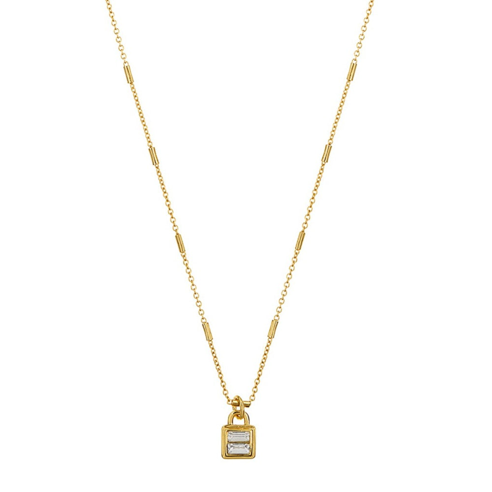 Crystal Baguette Padlock Necklace - Orelia London